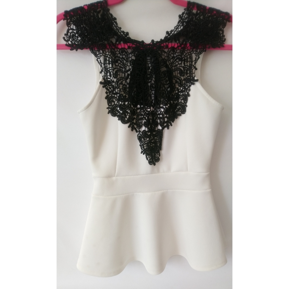 Women's white lace detail top